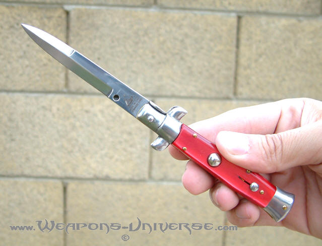 Italian Stiletto Switchblade, 9 inches, Red