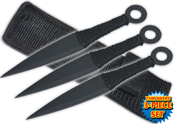 6.5 Inch Throwing Knife Set Set of 3-Black, TK-868-3-BK-B