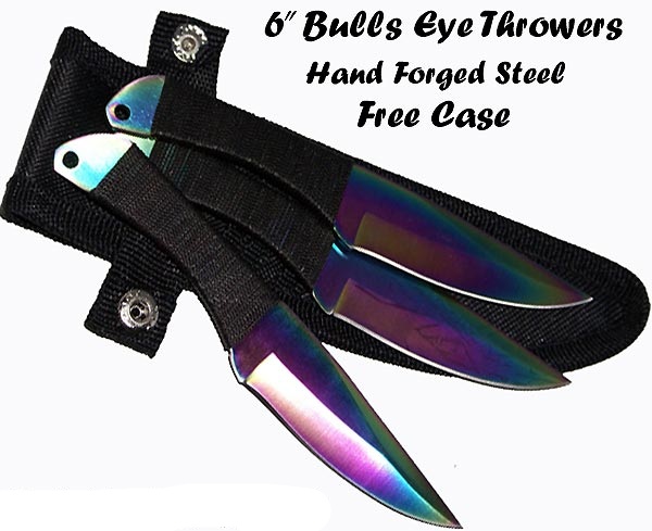 6" Bulls Eye Throwing Knife Set W/Case, FB-003-RB