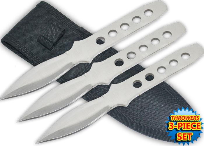 6 Inch Tiger Throwing Knives W/Case-Silver, TK-23-SL