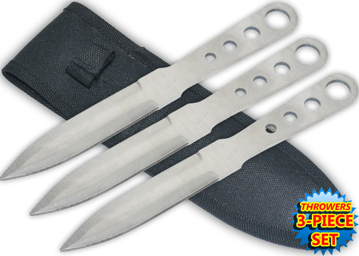 6 Inch Tiger Throwing Knives W/Case-Silver, TK-38-SL