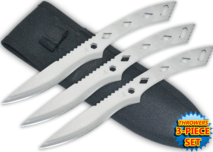 9 Inch Tiger Throwing Knives W/Case-Silver, TK-37-SL