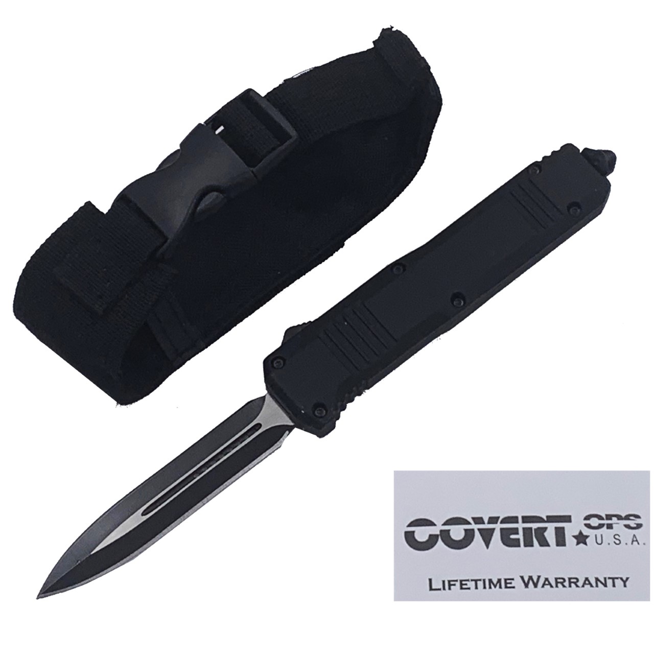 Covert Ops Dual Two Tone Blade OTF Spear Point Automatic Knifeg
