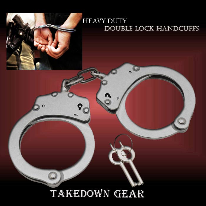 Double Lock Stainless Steel Handcuffs- Silver