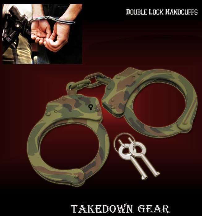 Double Lock Stainless Steel Handcuffs- Camo