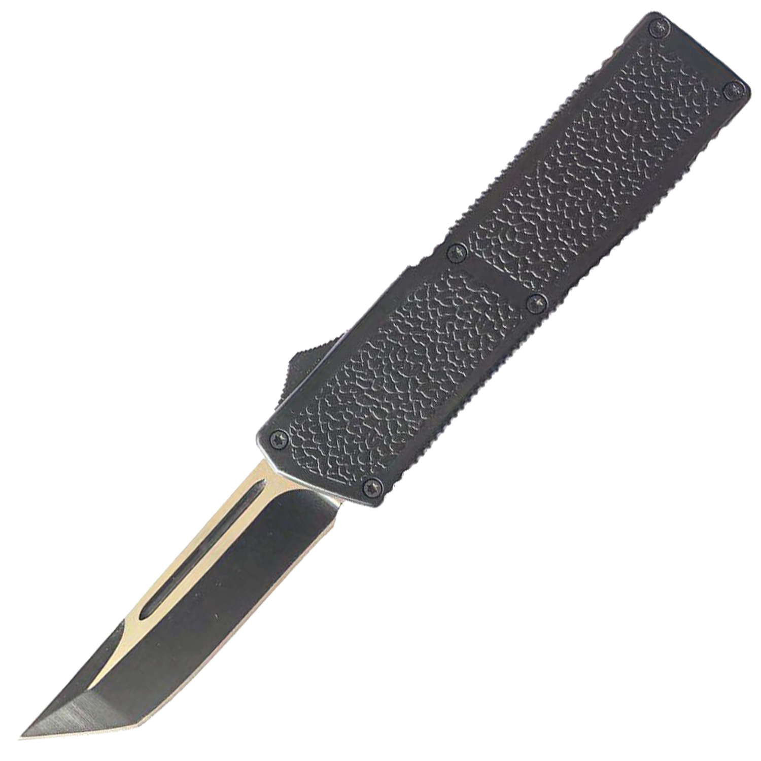 Lighting Action Assisted Knife Big Black Two Toned Tanto