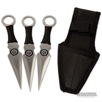 6-1/2 in. 3 pc. Black Throwing Knife Set with Case, 1575