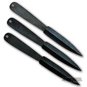Set of three 7-1/2 in. Black Throwing Knives with Sheath, 1358