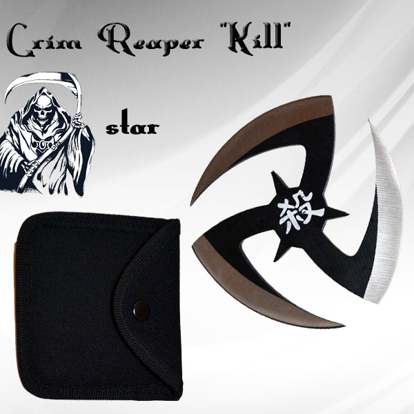 Grim Reaper Star, Two-Toned, Black, 3.25 inches, Z-1025-BK