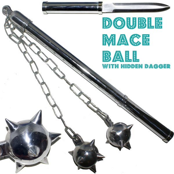 Double Mace Ball w/Hidden Dagger-Silver, PK-MBK-2