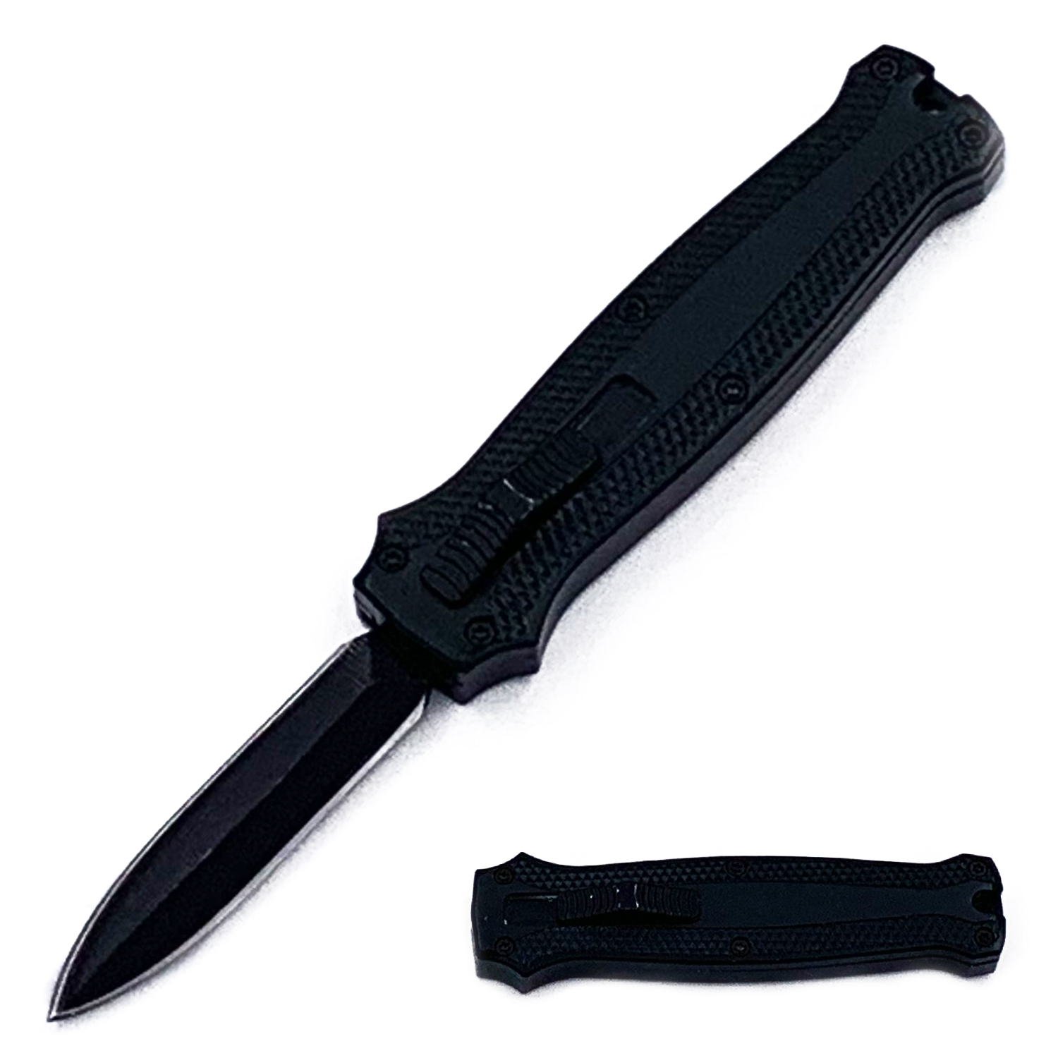 Mighty Mini OTF Pocket Knife Lightweight Aluminum Handle Black