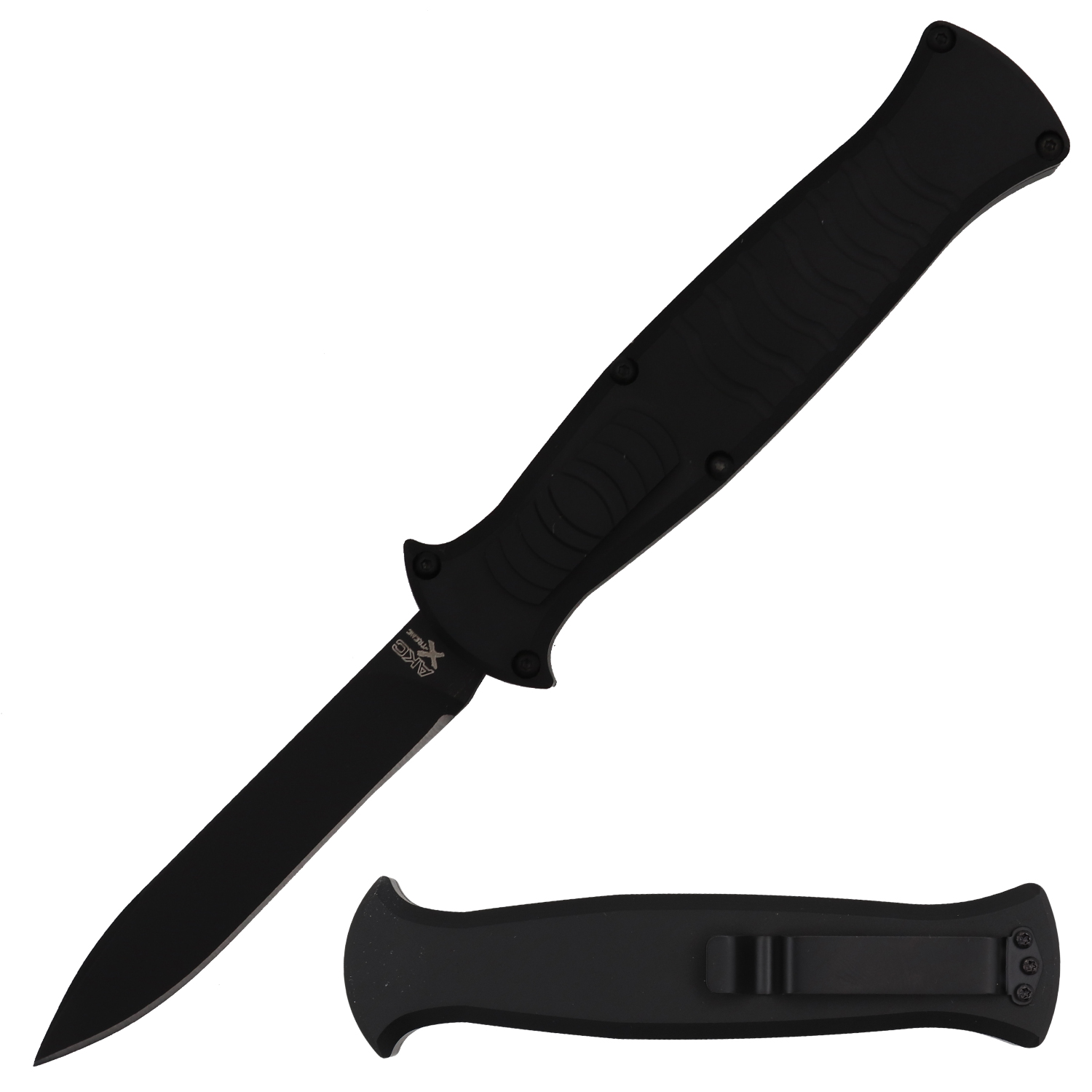 Out the Front Automatic Manic EVO Pocket Knife Black