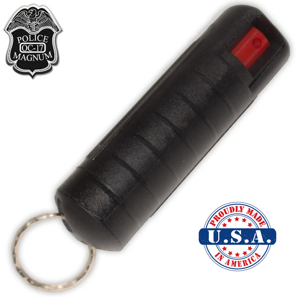 P 404 BK Half Ounce Clamshell Pepper Spray with Clip and Keychain Black