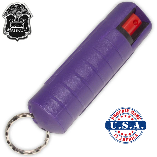 P 404 BK Half Ounce Clamshell Pepper Spray with Clip and Keychain Purple