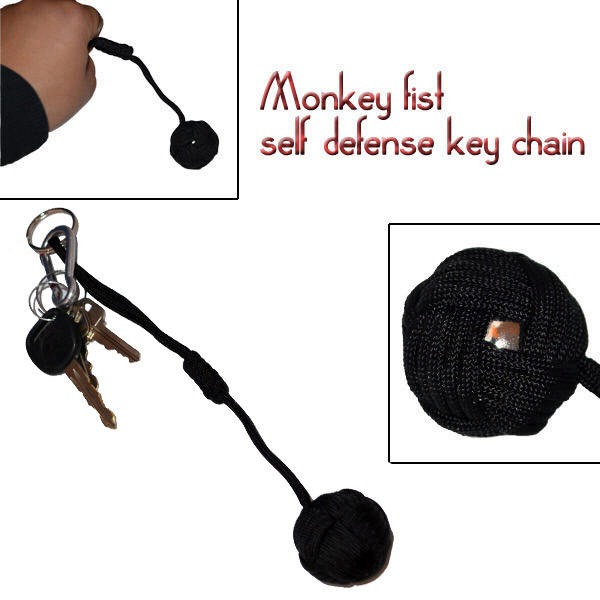 Large Self Defense Keychain Monkey Fist-Black