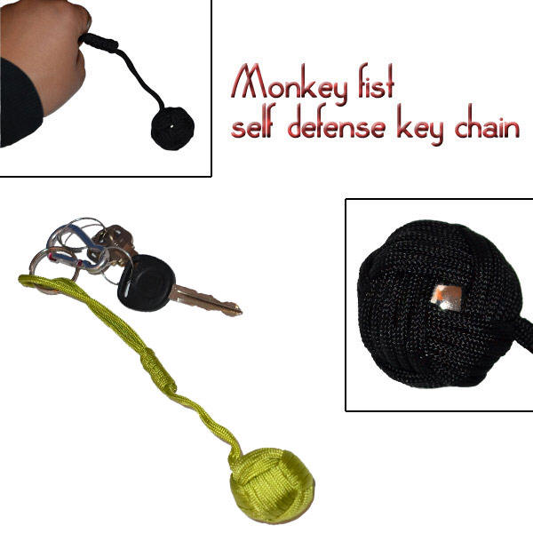 Large Monkey Fist Self Defence Keychain-Neon Green