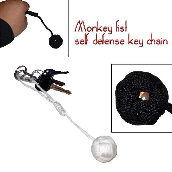 Large Monkey Fist Self Defense Keychain-White