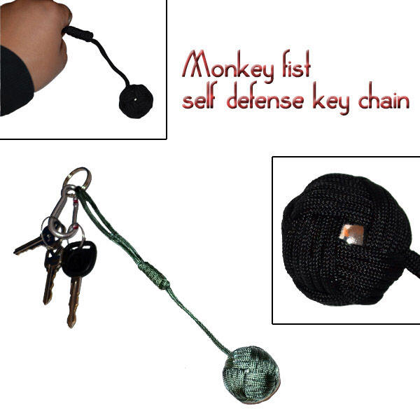 Large Self Defense Monkey Fist Keychain-Foliage