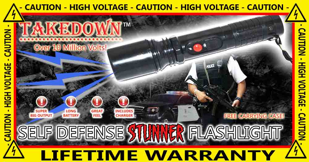 Police Tactical Stun Gun, Flashlight, 10 Million Volts, 1-TD-105-BK