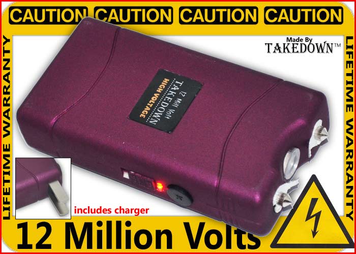 Purple Stun Gun & Flash Light, 12 million volts, 1-TD-800-PP