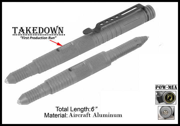 "POW-MIA" Tactical Self Defense Tool & Pen Survival Tip Pen Grey