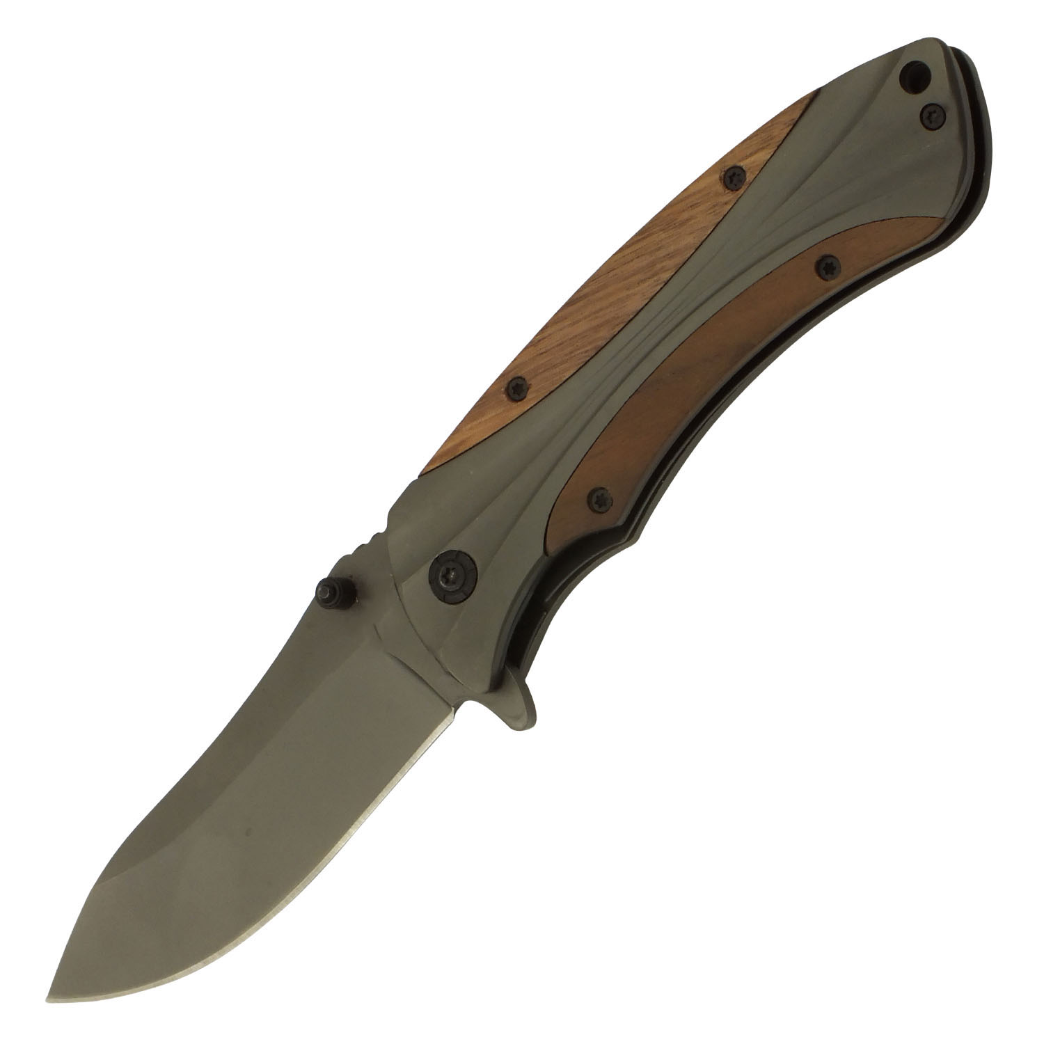 Rustic Smooth Wood Spring Assisted Folding Pocket Knife