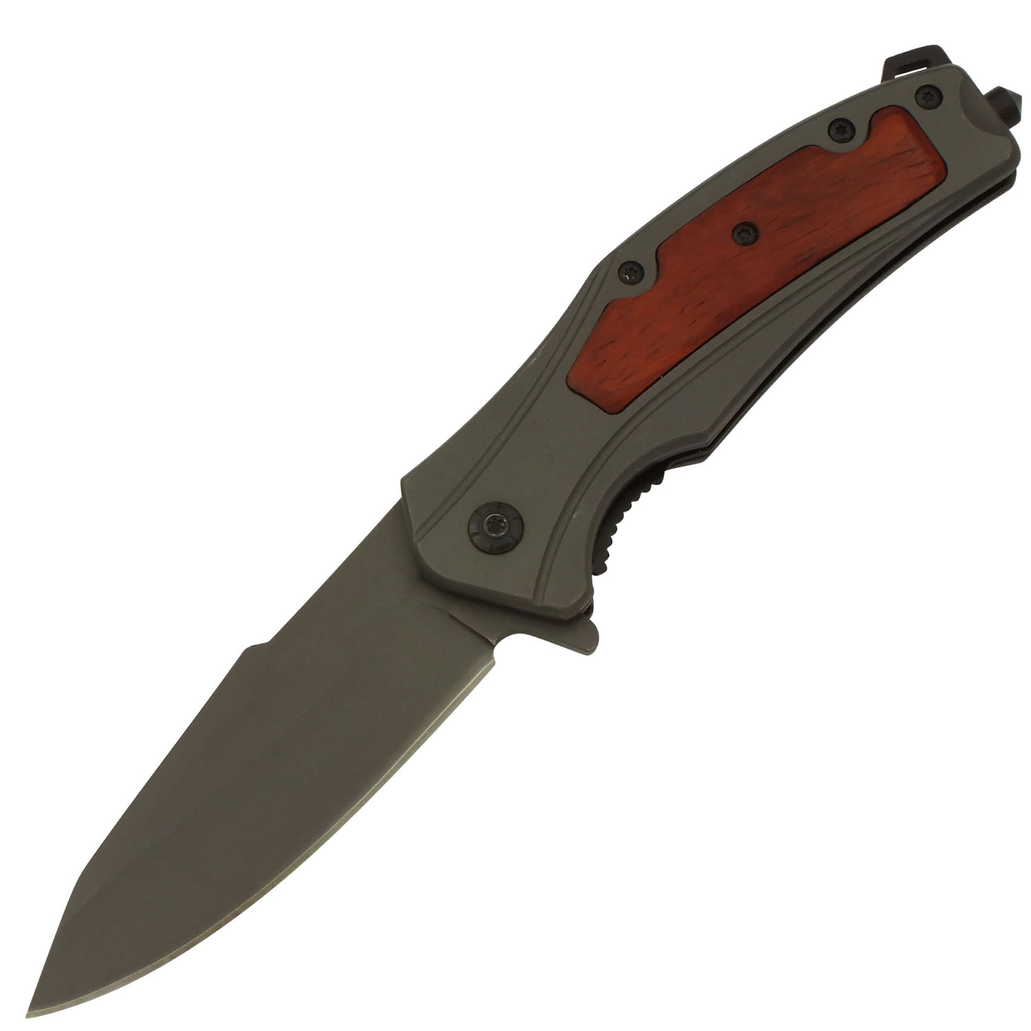 Red Wood Spring Assisted Folding Pocket Knife