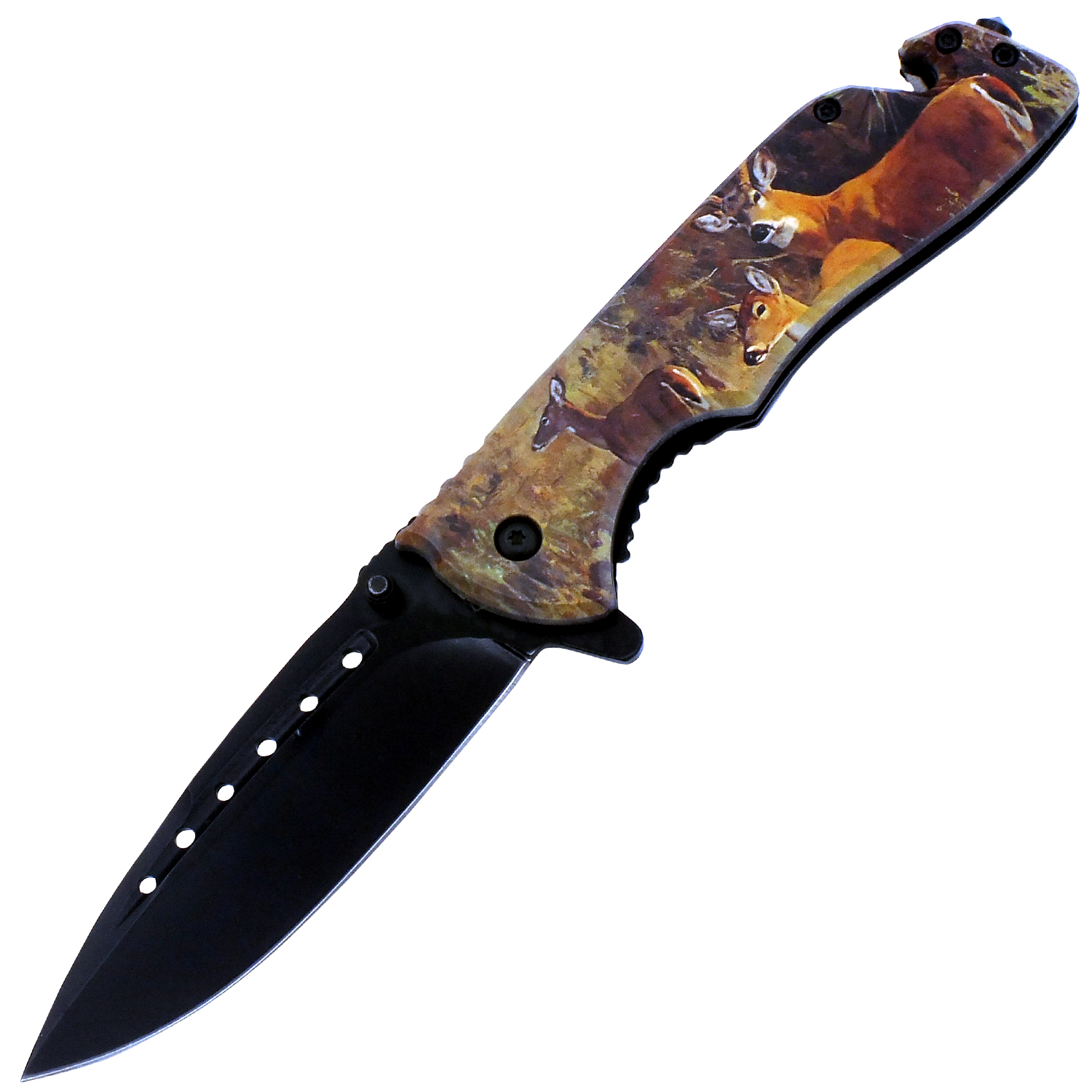 Deer Park Wildlife Black Blade Spring Assisted Folding Knife