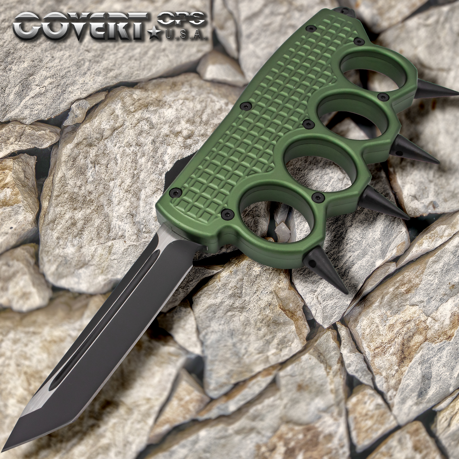 Subtle Serpent Automatic OTF Knuckle Knife with Tool and Carrying Case Grn