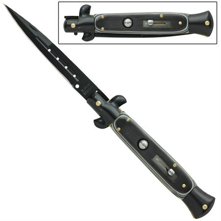 Switchblade Stiletto Knife Black Whitewall 9.5 inches