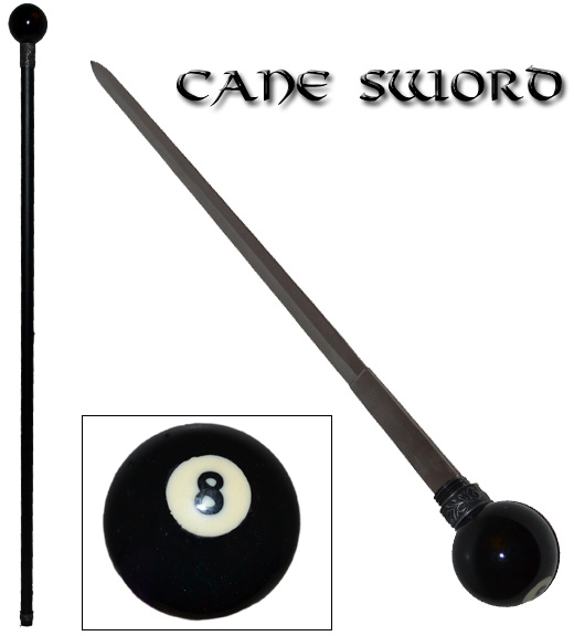 33.5" Walking Cane w/ Hidden Sword - The 8 Ball