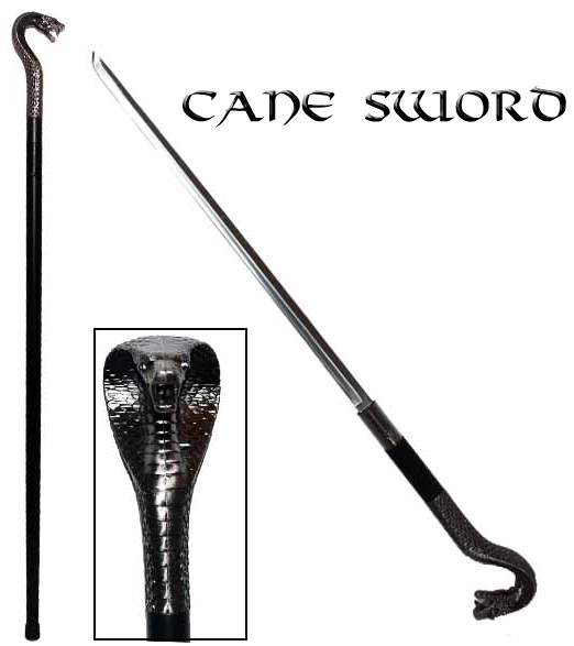 King Cobra Walking Cane with Hidden Sword, SW-14
