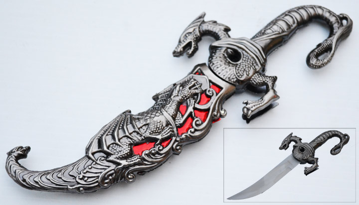 Large 17.5" Red Dragon Slayer Fantasy Dagger