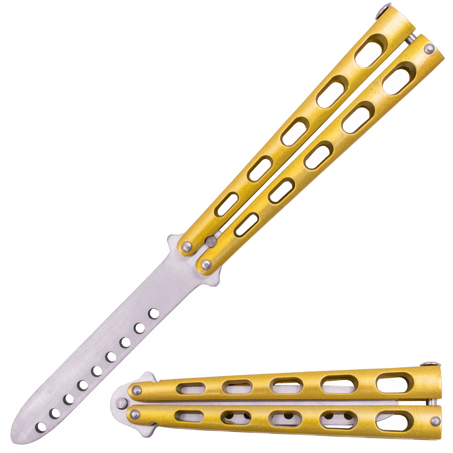 Tiger USA Butterfly Training Knife 440 Stainless 8.85 Inch   Gold