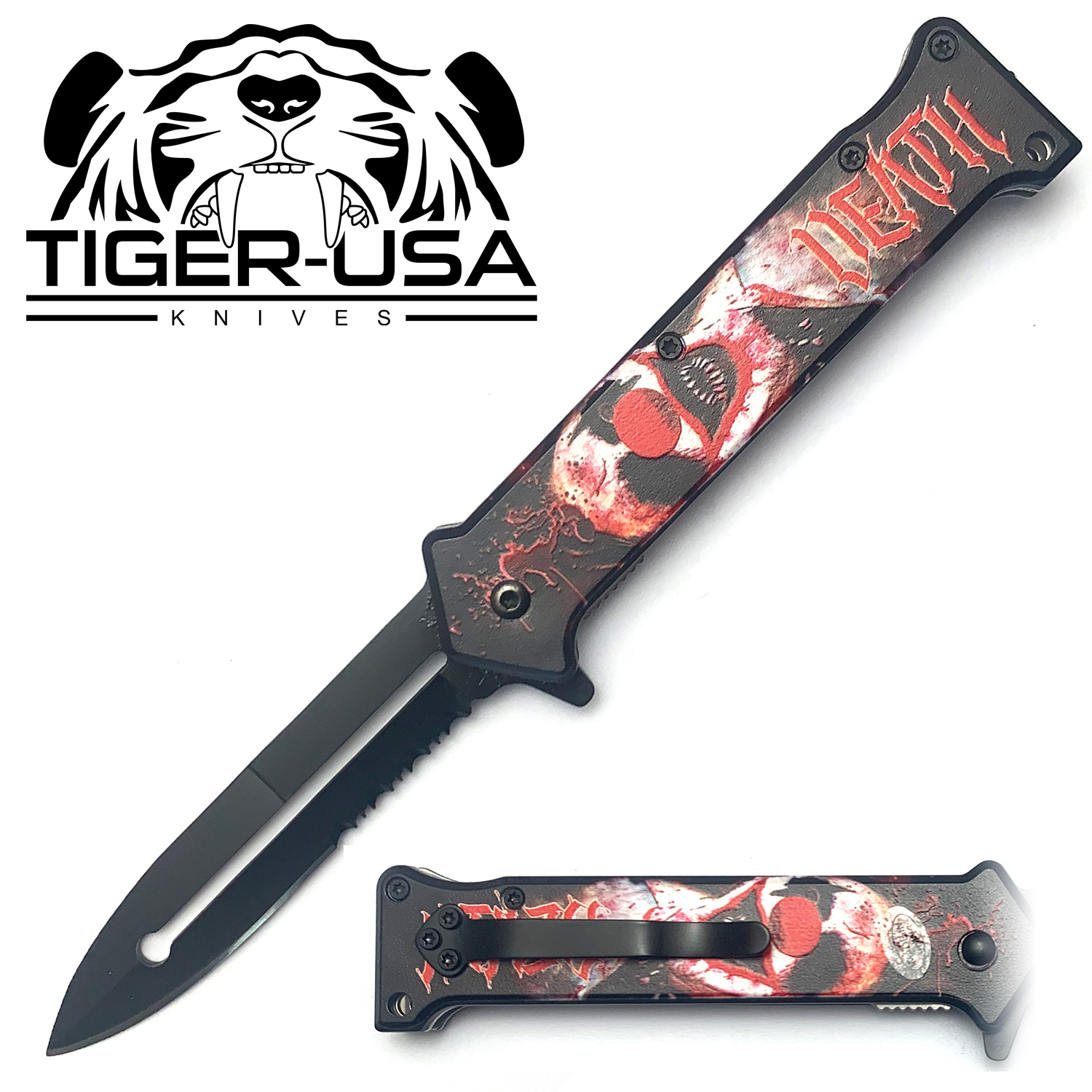 Tiger USA Spring Assisted Knife Death Clown Joker 5