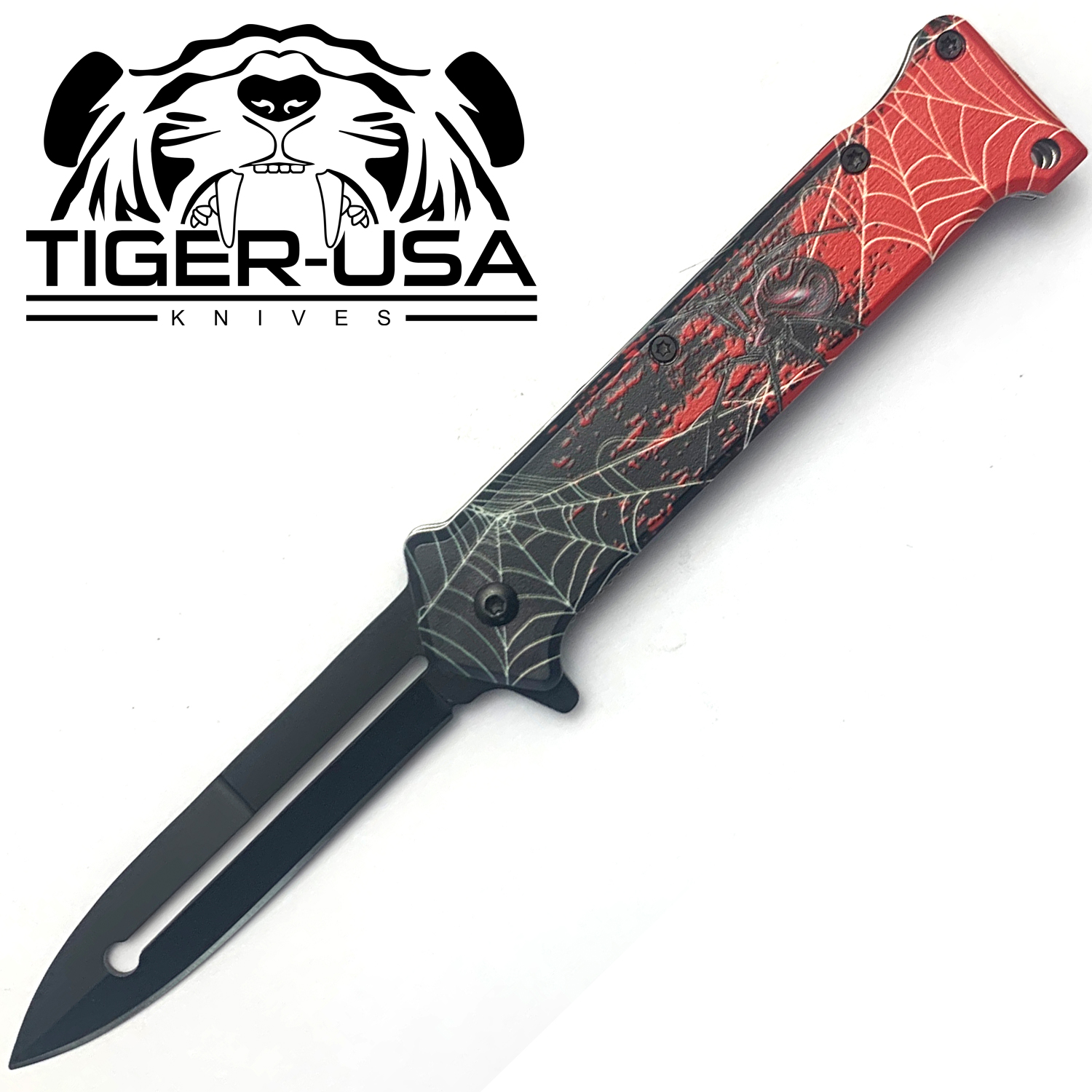 Tiger USA Spring Assisted Knife Spider Red Joker
