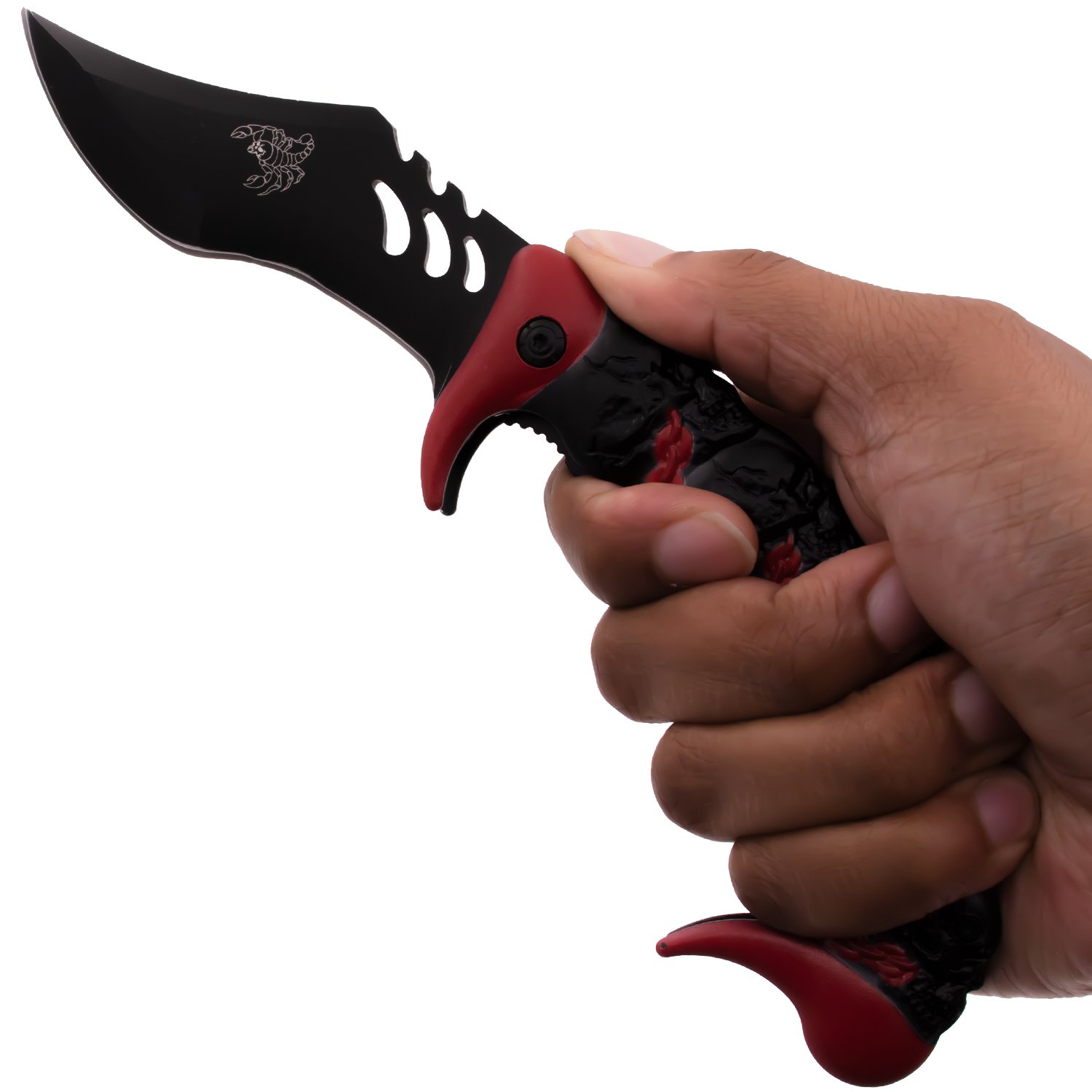 Tiger USA Spring Assisted Scorpion Singer Knife   Red