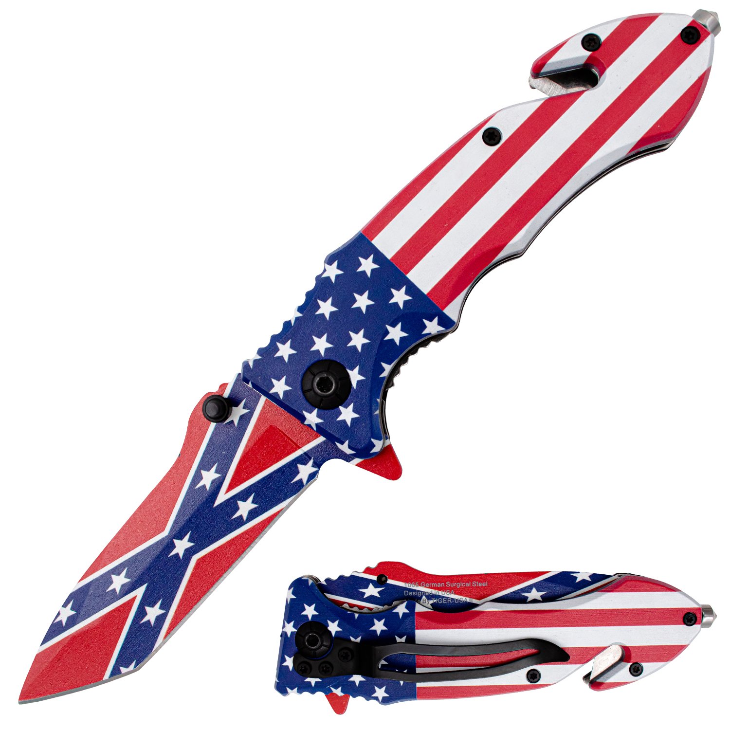 Tiger USA Trigger Action Knife Confederate 'Murica Tanto