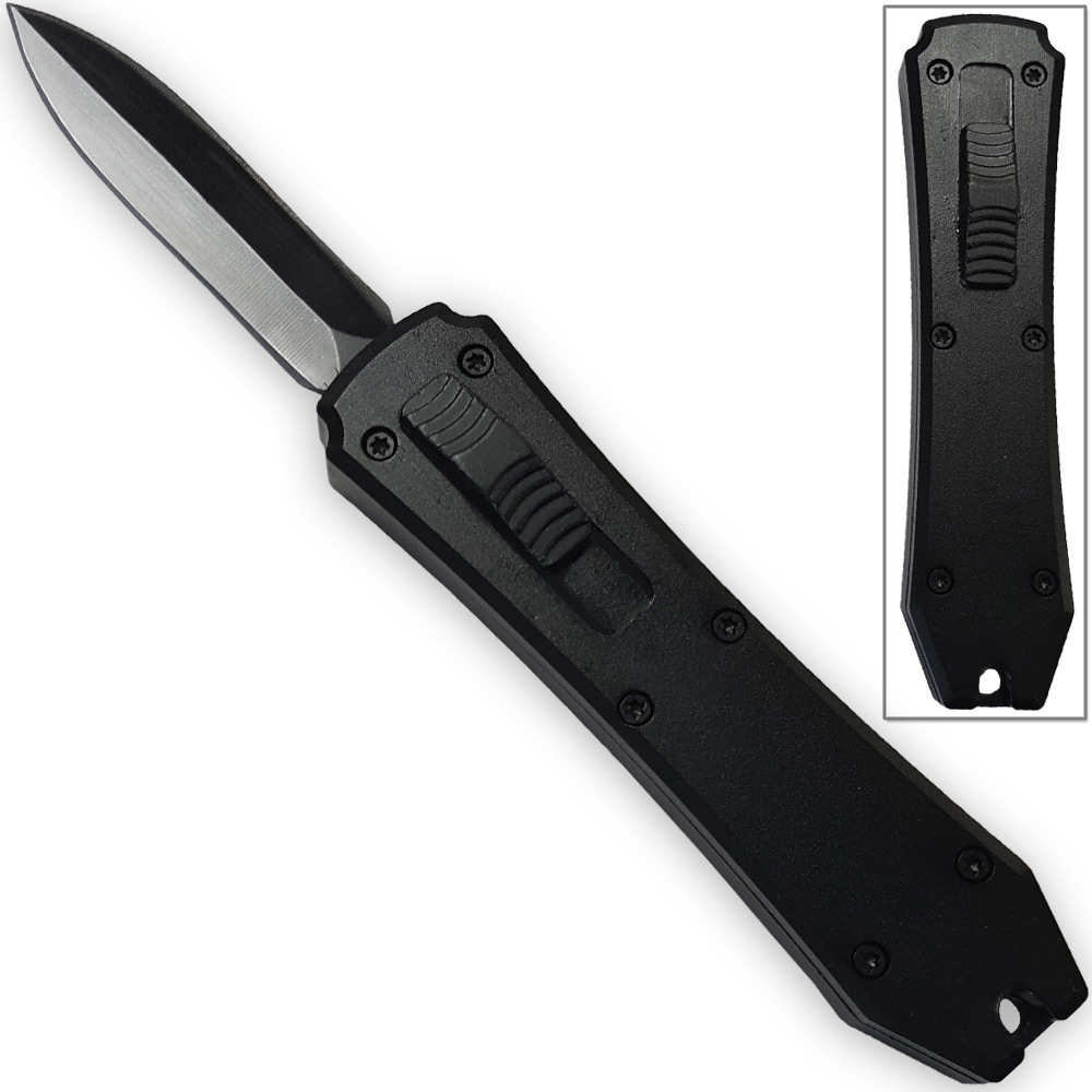 Black Micro OTF Legends Automatic Stiletto Knife