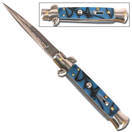 Blue Marble Automatic Switchblade Knife