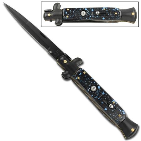 Blue Splash Automatic Switchblade Knife, XL