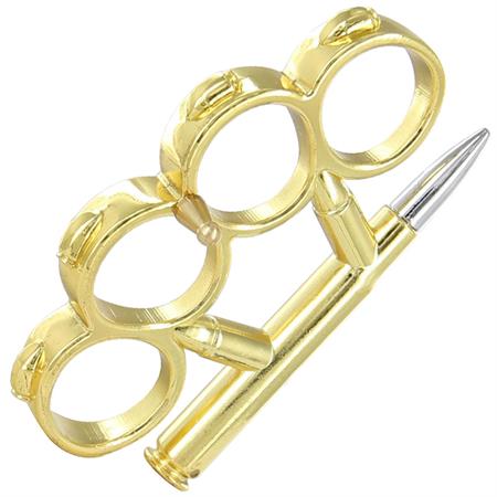 Bullet Brass Knuckle Knife, Gold and Silver