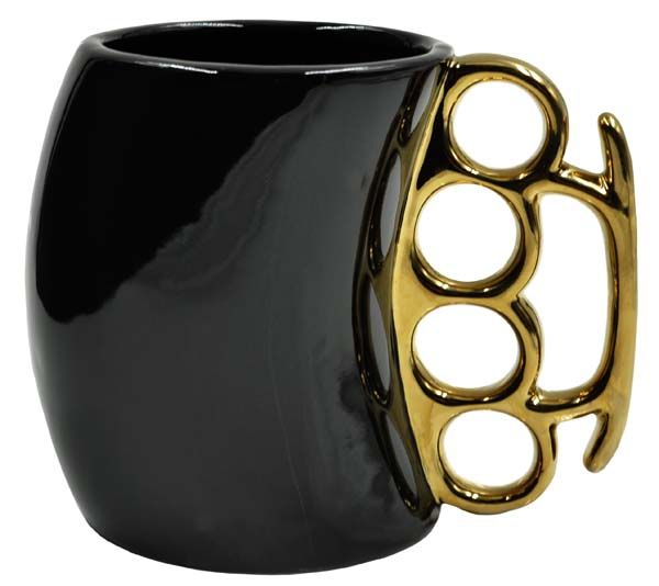 Black and Gold Brass Knuckle Mug