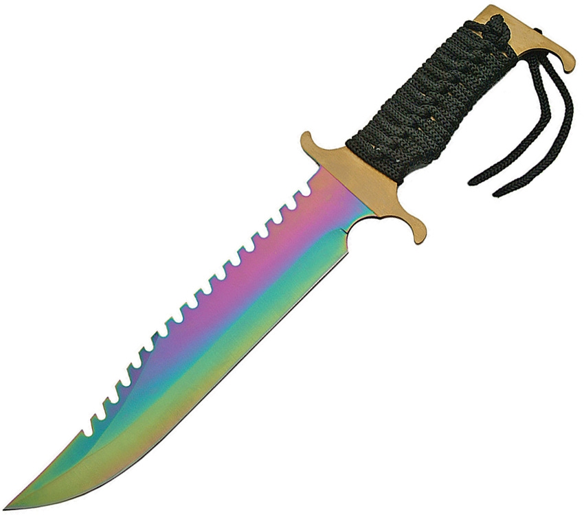 China Made CN211228RB Ridge Bowie Knife, Rainbow