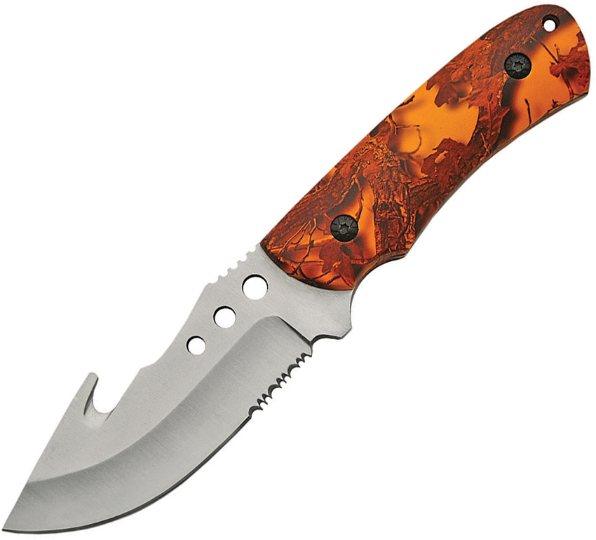China Made CN211385 Orange Camo Guthook Knife