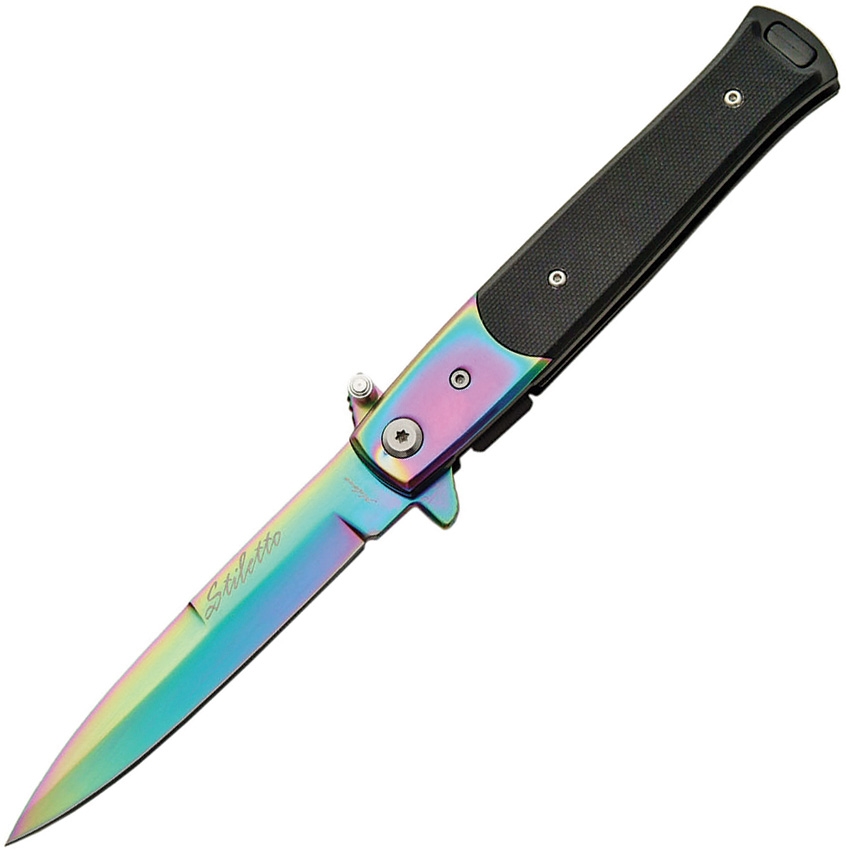China Made CN300102RB Stilletto A/O Knife, Rainbow