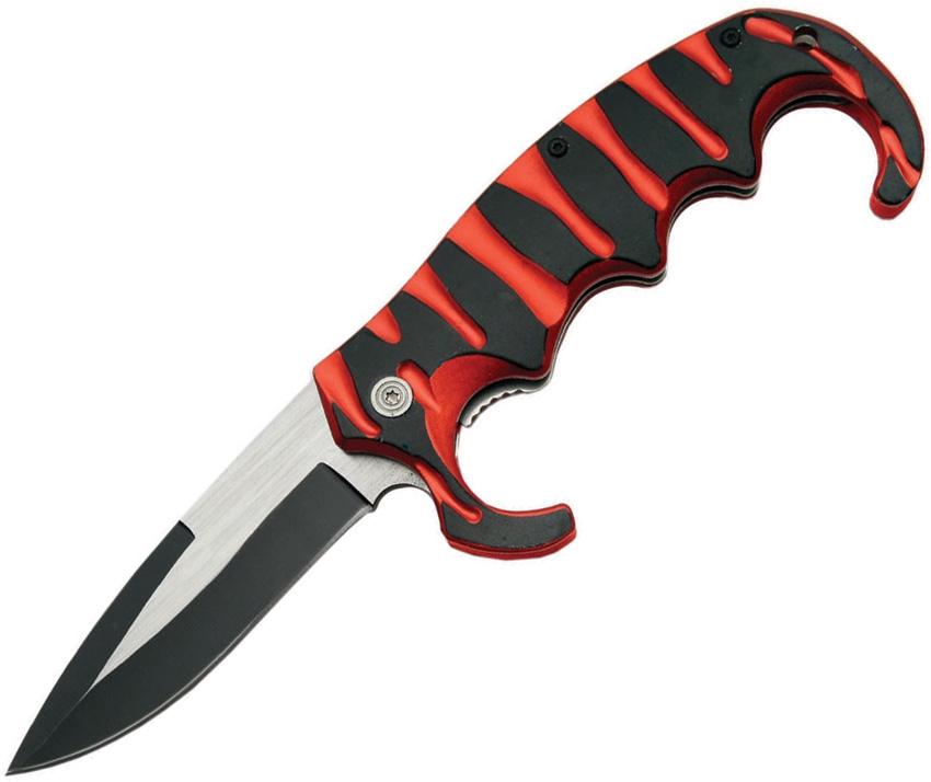 China Made CN300289RD Linerlock A/O Knife, Red, Black
