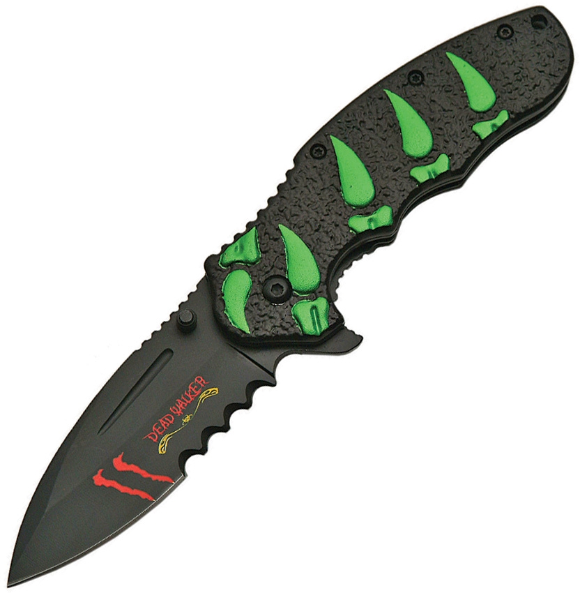 China Made CN300383 Linerlock A/O Knife, Green, Black