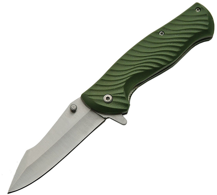 China Made CN300387GN Groove Linerlock A/O Knife, Green