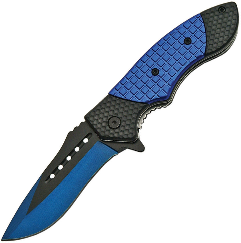 China Made CN300394BL Checker Board Linerlock Knife, Blue